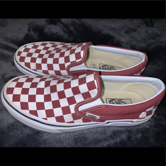 maroon vans checkered